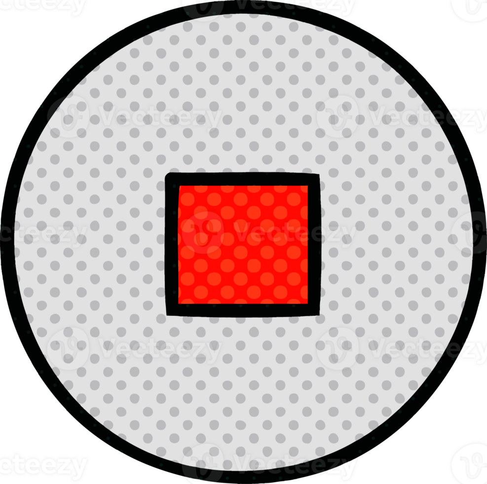 comic book style cartoon of a stop button png