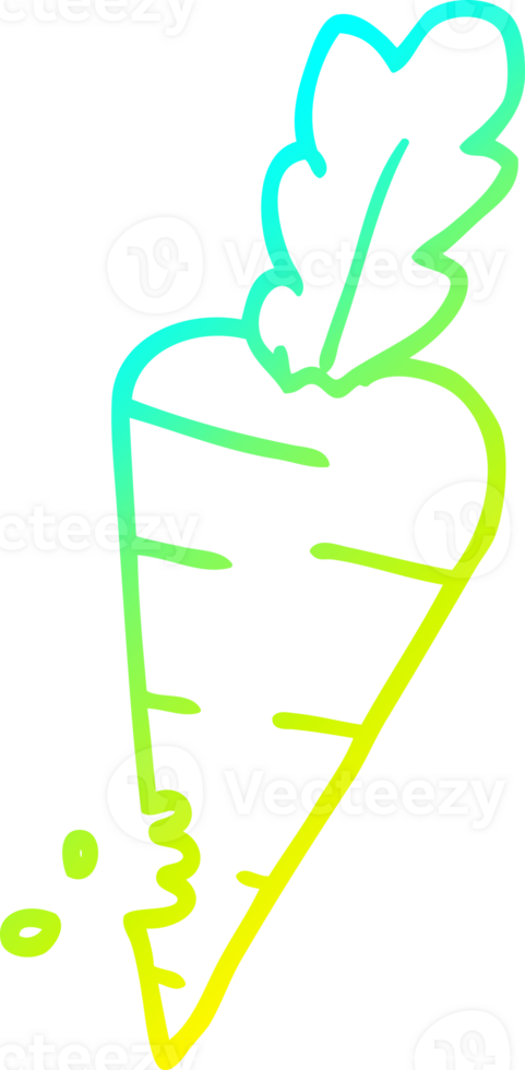 cold gradient line drawing of a cartoon carrot with bite marks png