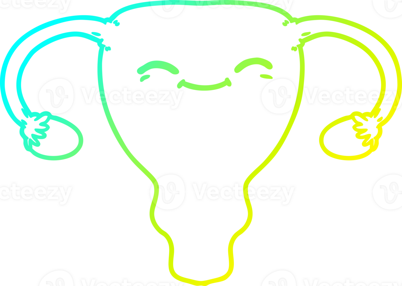 cold gradient line drawing of a cartoon uterus png