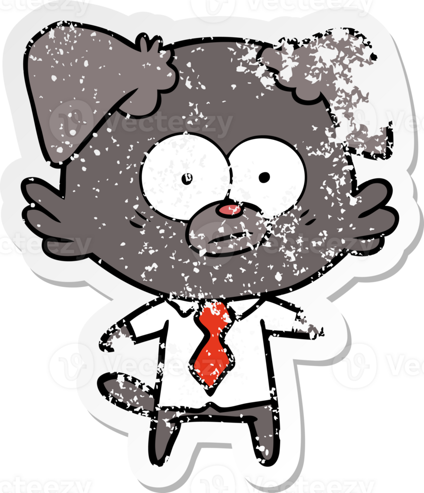 distressed sticker of a nervous dog boss png