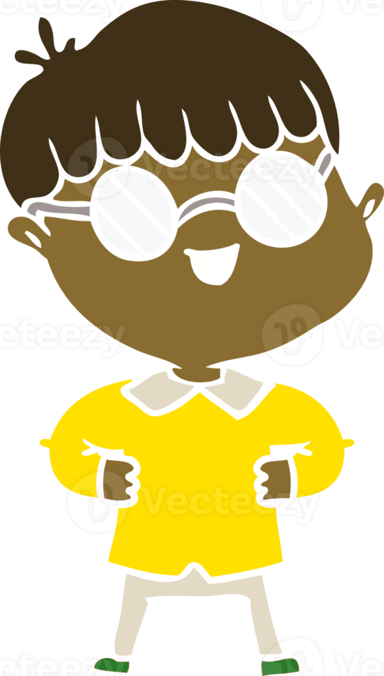 flat color style cartoon boy wearing spectacles png