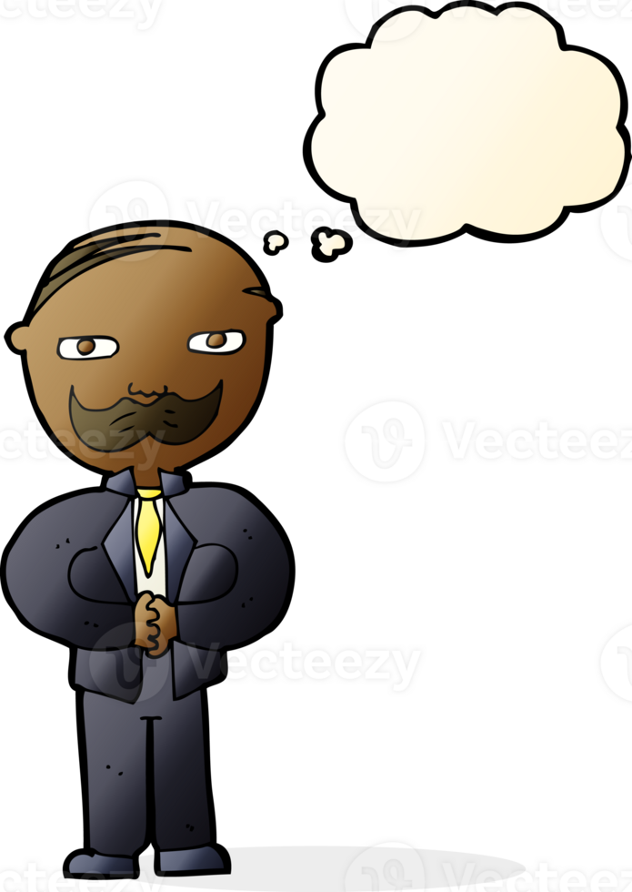 cartoon old man with mustache with thought bubble png