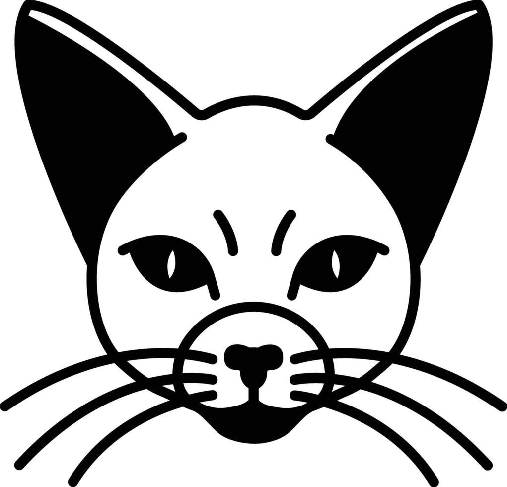 Cat face glyph and line vector illustration