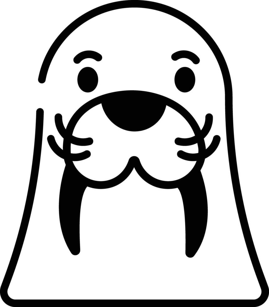 Walrus glyph and line vector illustration