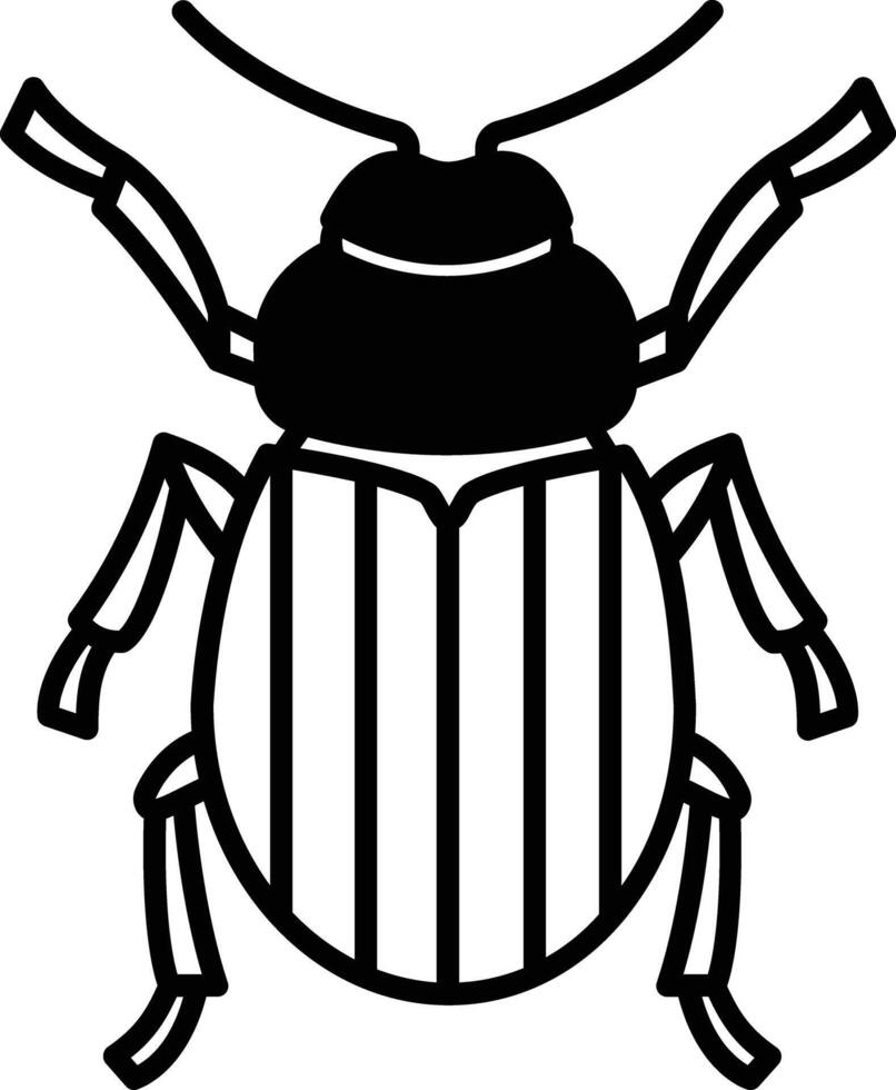 leptinotarsa decemlineata glyph and line vector illustration