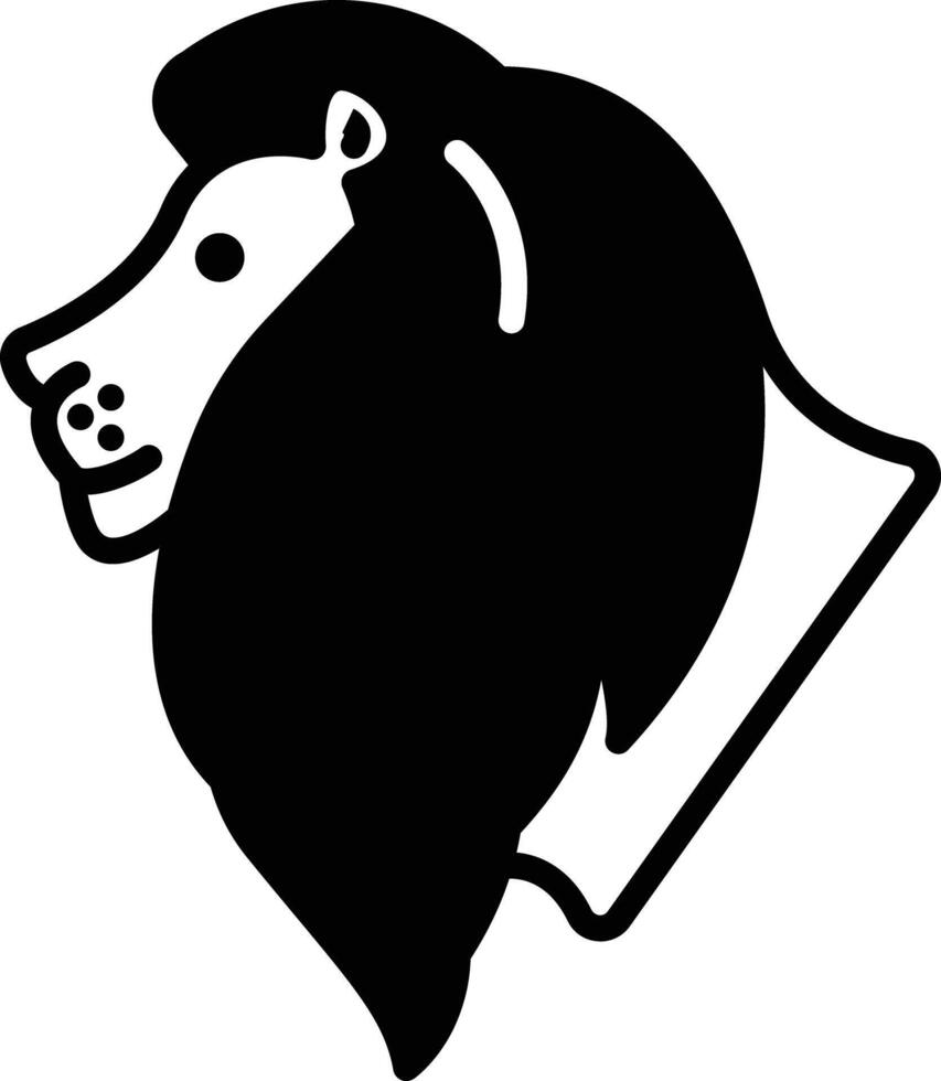 Chinese Lion glyph and line vector illustration