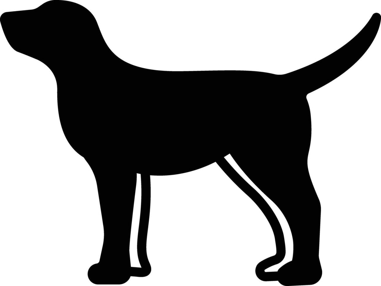 perro cara glifo y línea vector ilustración