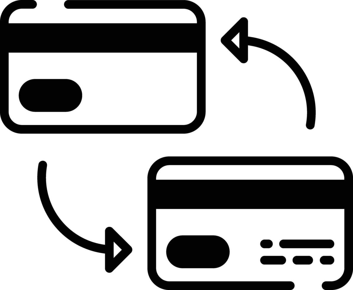 débito tarjeta intercambiar glifo y línea vector ilustración