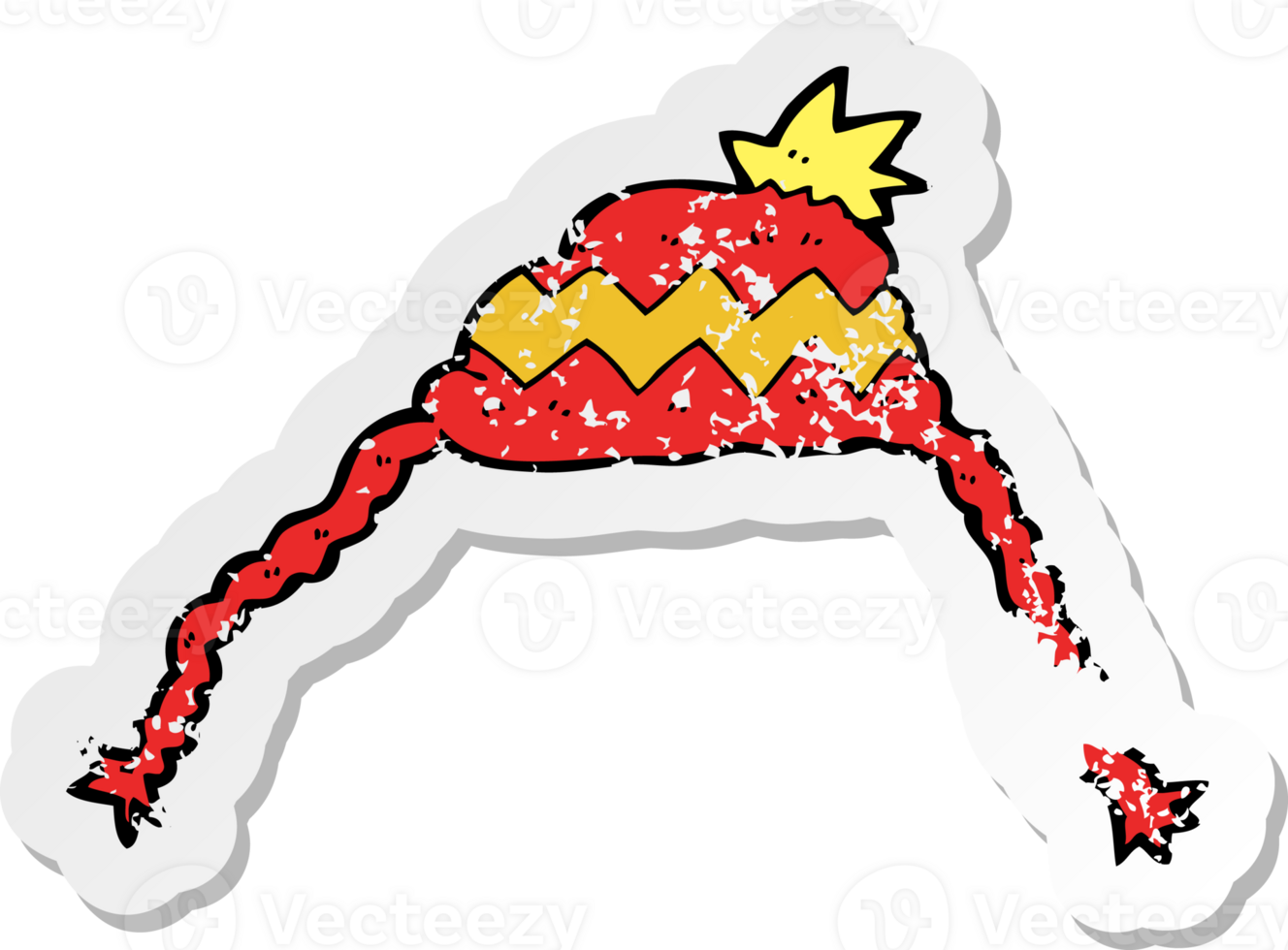 retro distressed sticker of a cartoon hat png