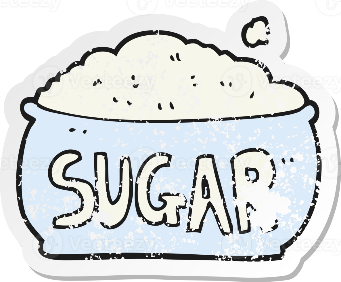 retro distressed sticker of a cartoon sugar bowl png