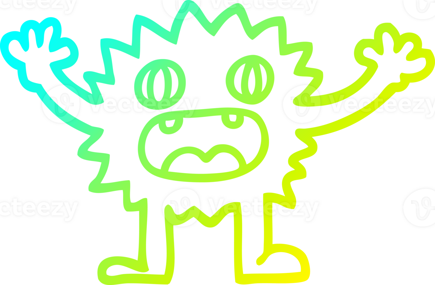 cold gradient line drawing of a cartoon funny furry monster png