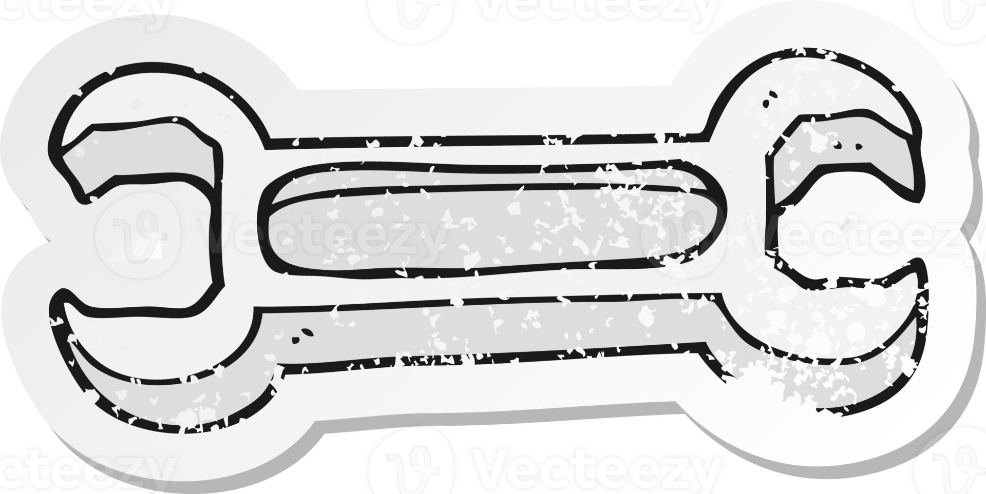 retro distressed sticker of a cartoon spanner png