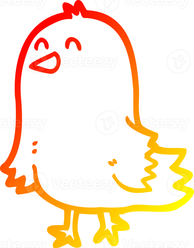 warm gradient line drawing of a cartoon bird png