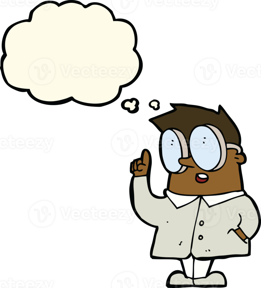 cartoon scientist with thought bubble png