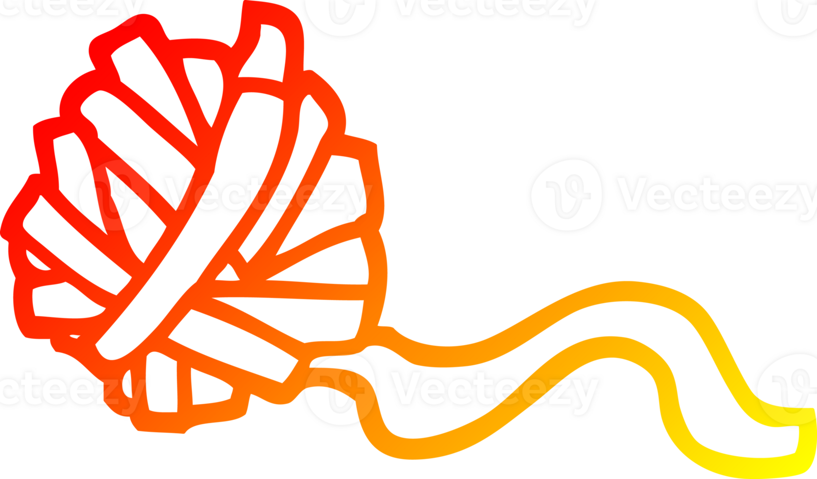 warm gradient line drawing of a cartoon ball of string png