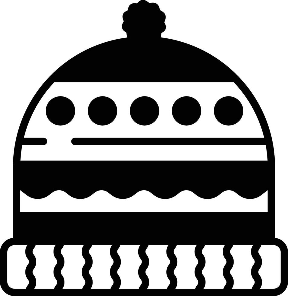 Beanie glyph and line vector illustration
