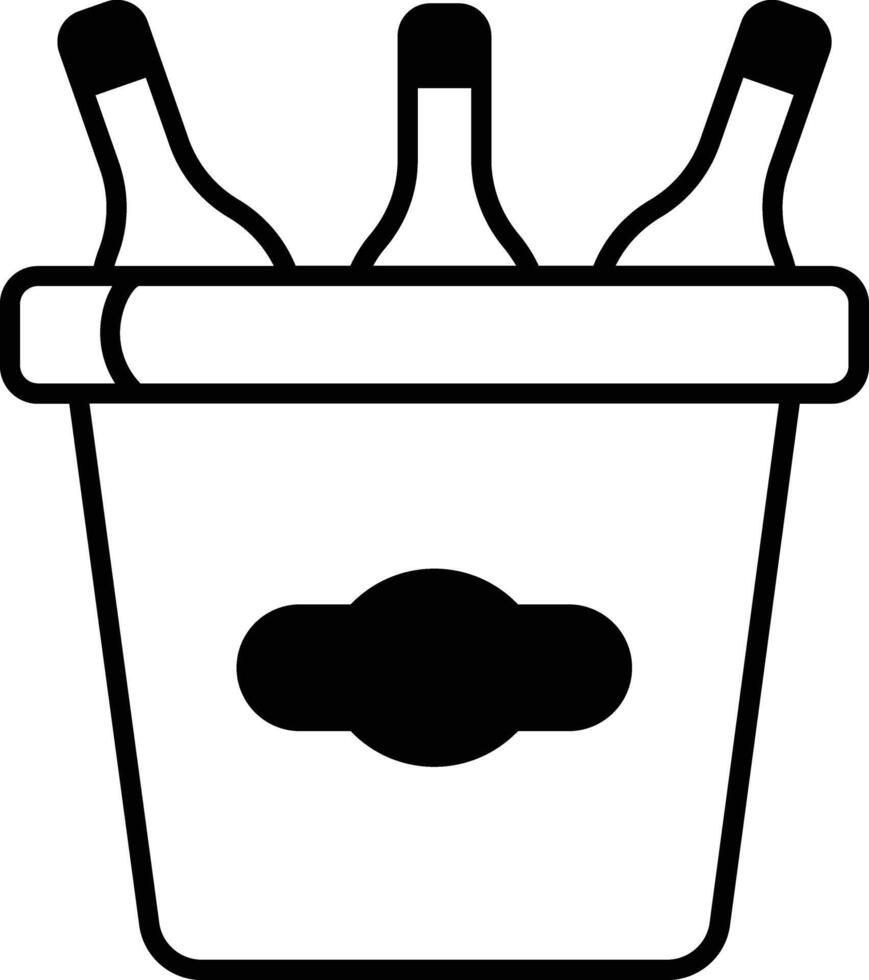 Beer bucket glyph and line vector illustration