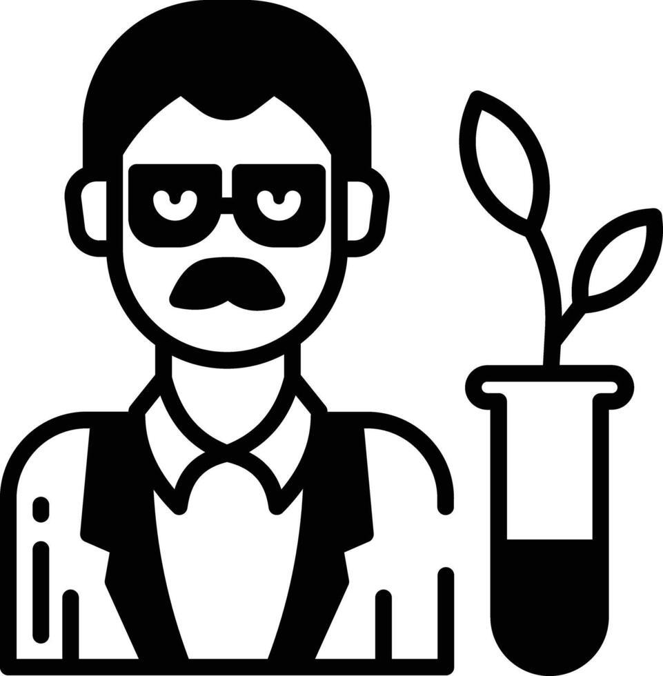 Man Biologist glyph and line vector illustration