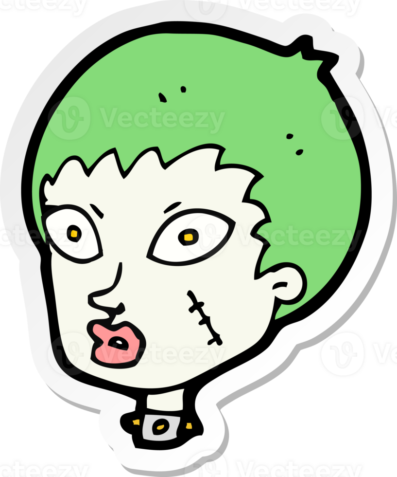 sticker of a cartoon female zombie head png
