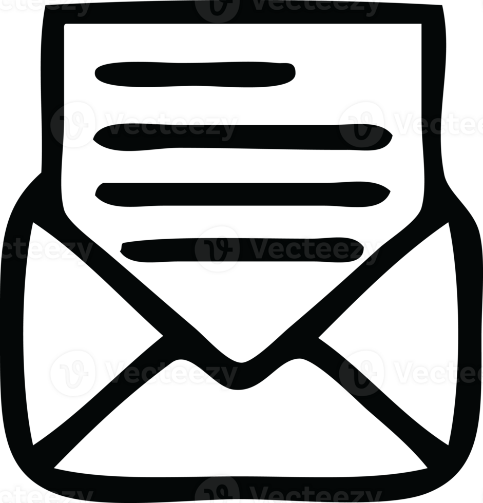 line drawing cartoon of a letter and envelope png