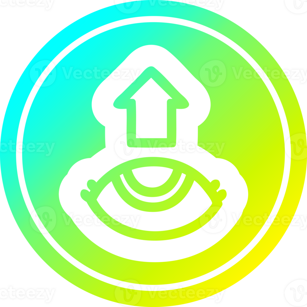 eye looking up icon with cool gradient finish png
