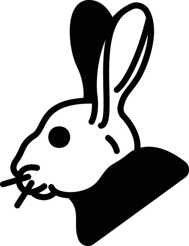 Rabbit face glyph and line vector illustration