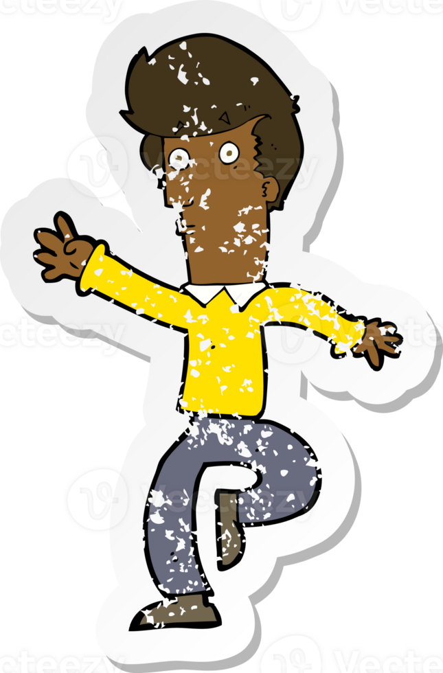 retro noodlijdende sticker van een cartoon haasten man png