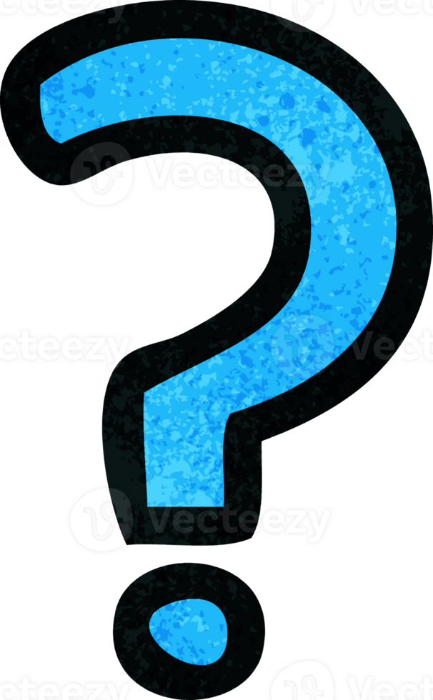 retro grunge texture cartoon of a question mark png