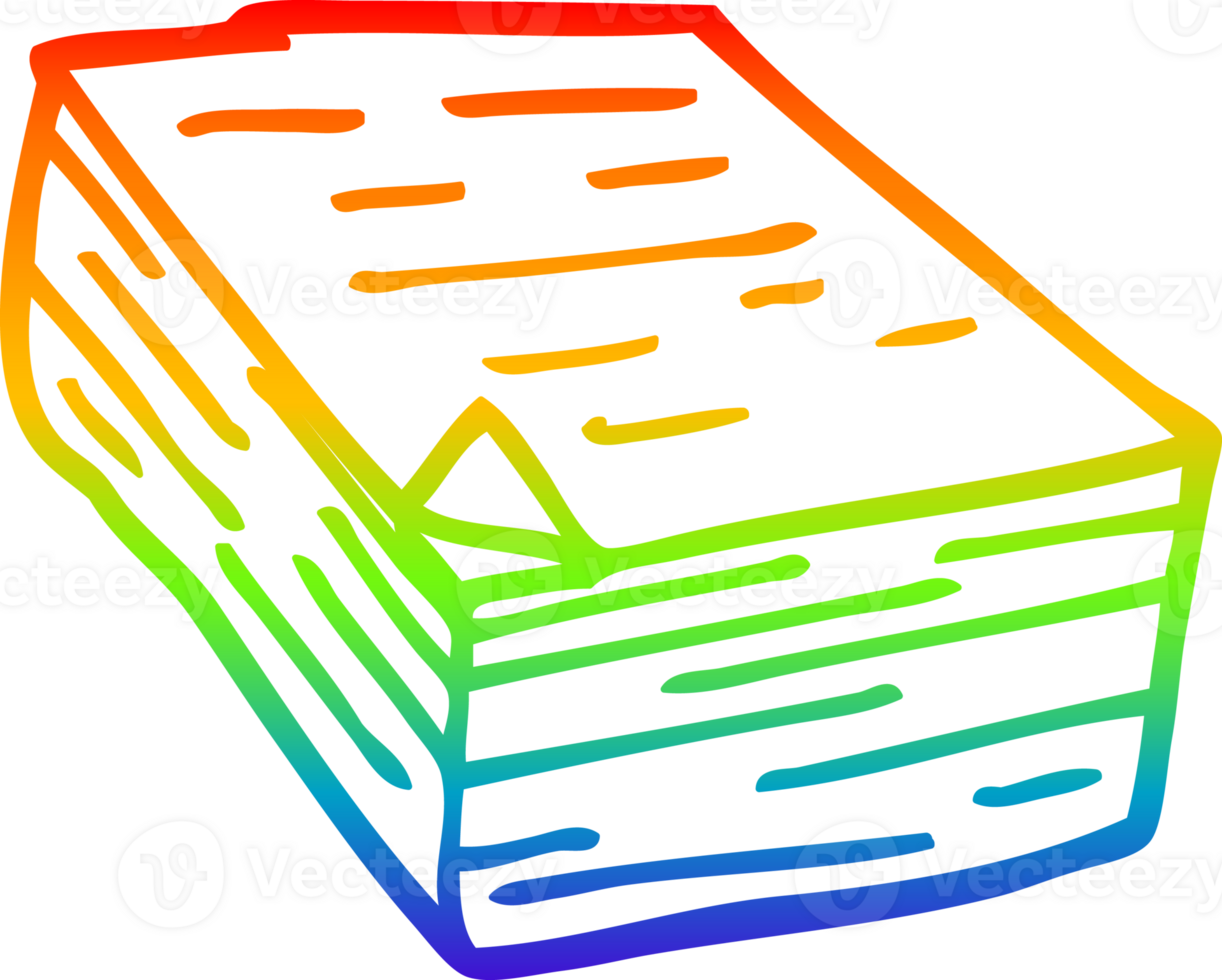 rainbow gradient line drawing of a cartoon pile of paper png