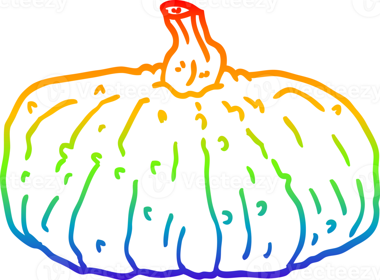 rainbow gradient line drawing of a cartoon squash png