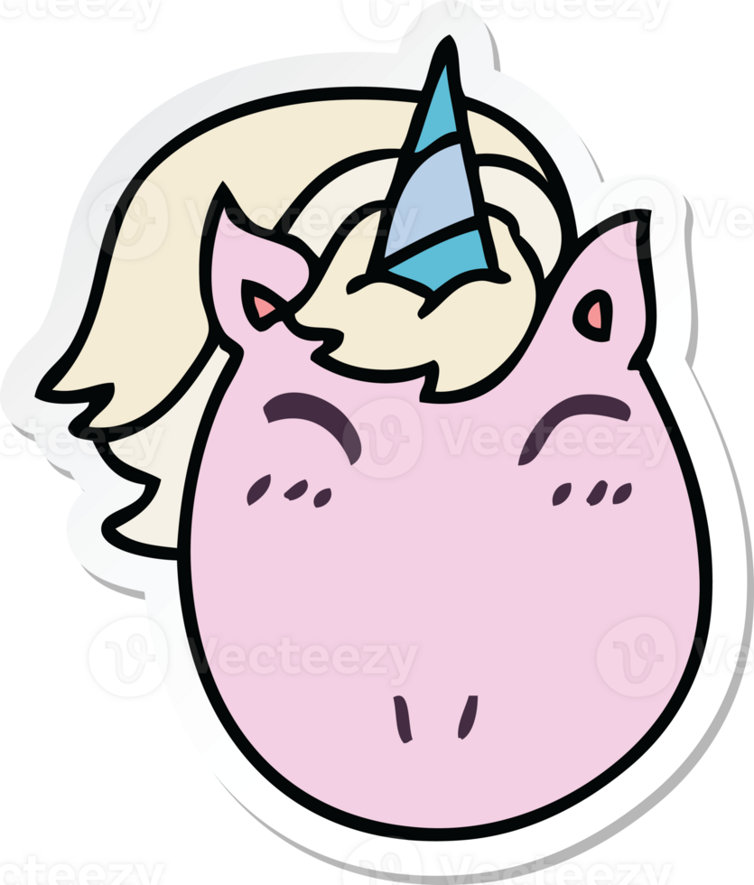 sticker of a quirky hand drawn cartoon unicorn png