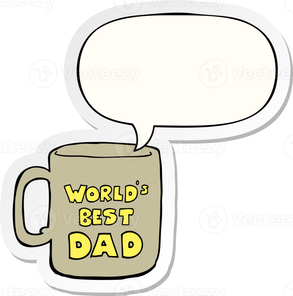worlds best dad mug with speech bubble sticker png