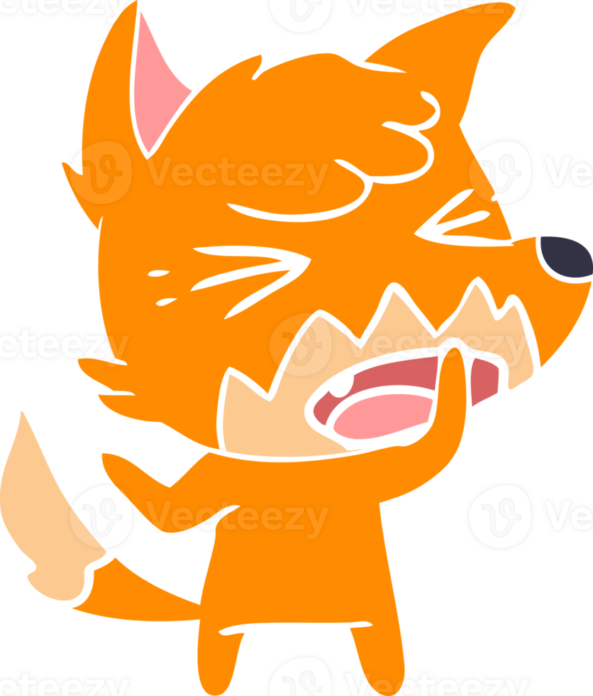 angry flat color style cartoon fox png