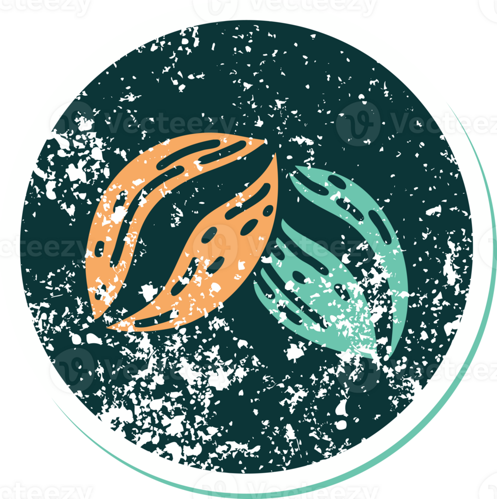 iconic distressed sticker tattoo style image of coffee beans png