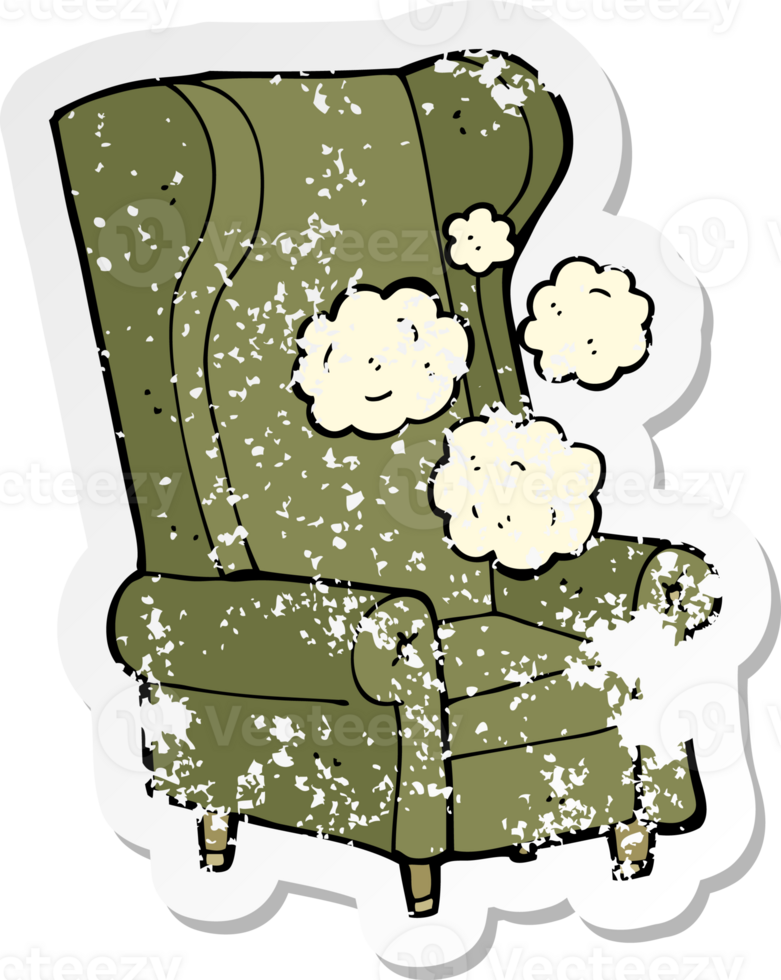 retro distressed sticker of a cartoon old chair png