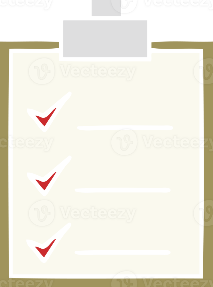 flat color retro cartoon of a check list png