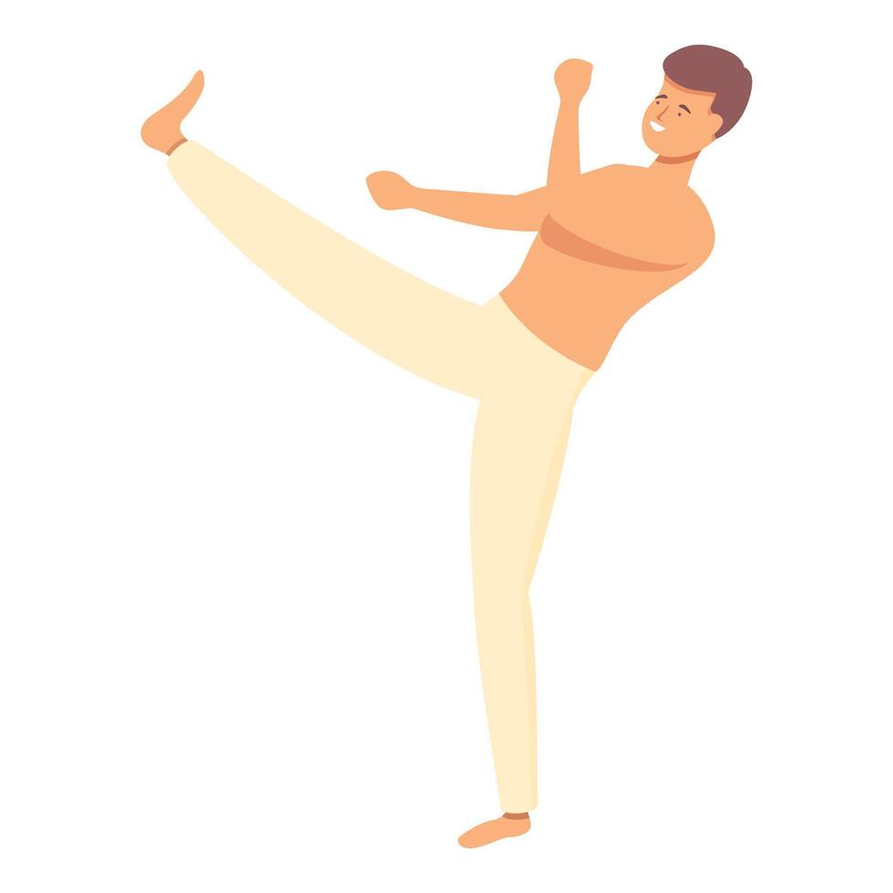 Capoeira kick icon cartoon vector. Sport training vector