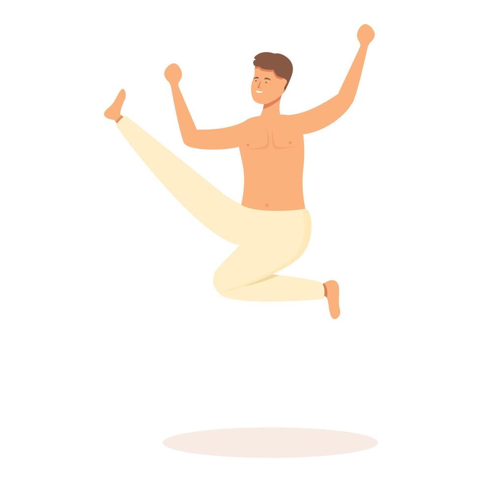 Jump kick icon cartoon vector. Capoeira brazil art vector