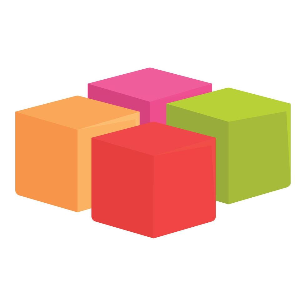 Cubes colorful icon cartoon vector. Castle play vector