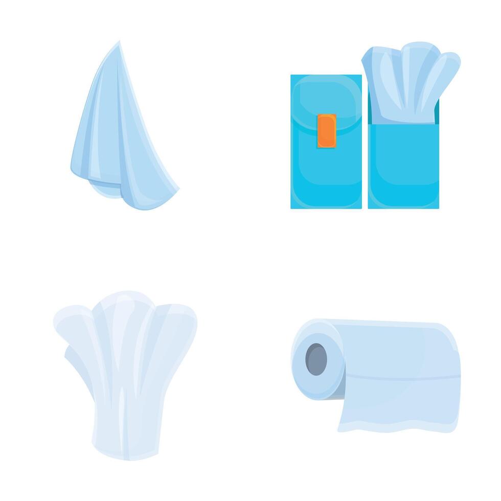 Kitchen napkin icons set cartoon vector. Paper towel and napkin vector
