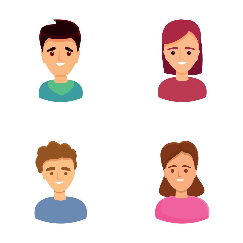 People avatar icons set cartoon vector. Different men and women character vector