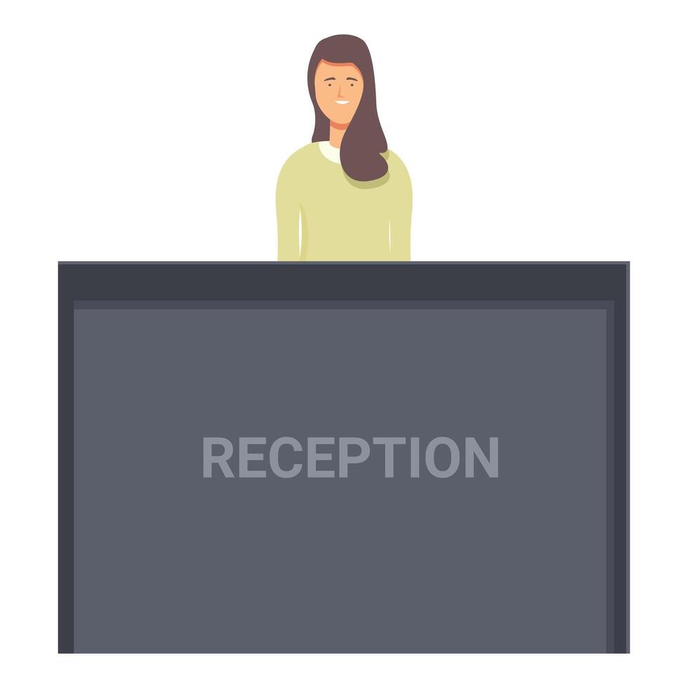 Girl receptionist icon cartoon vector. Hall reception vector