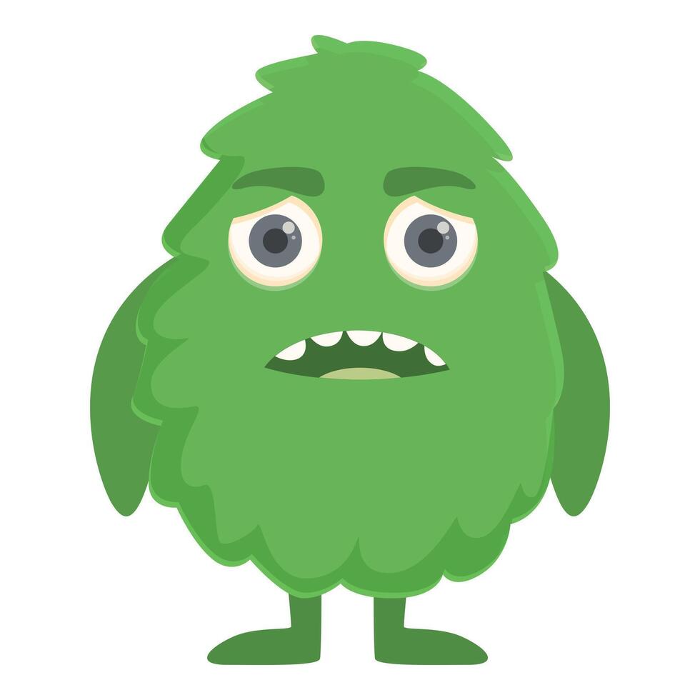 Green sad monster icon cartoon vector. Face art troll vector