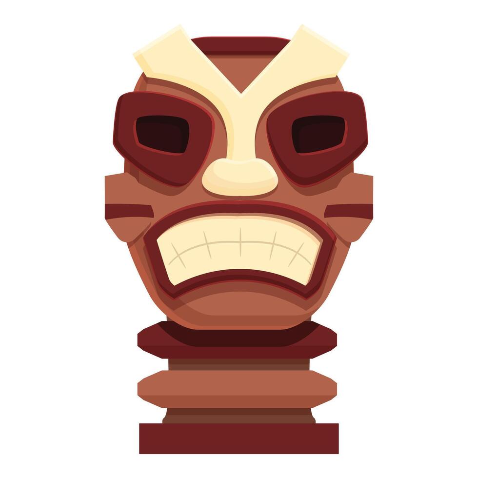 Art totem wood icon cartoon vector. Angry statue vector