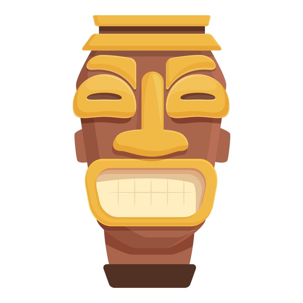 Angry face mask icon cartoon vector. Aztec altar vector
