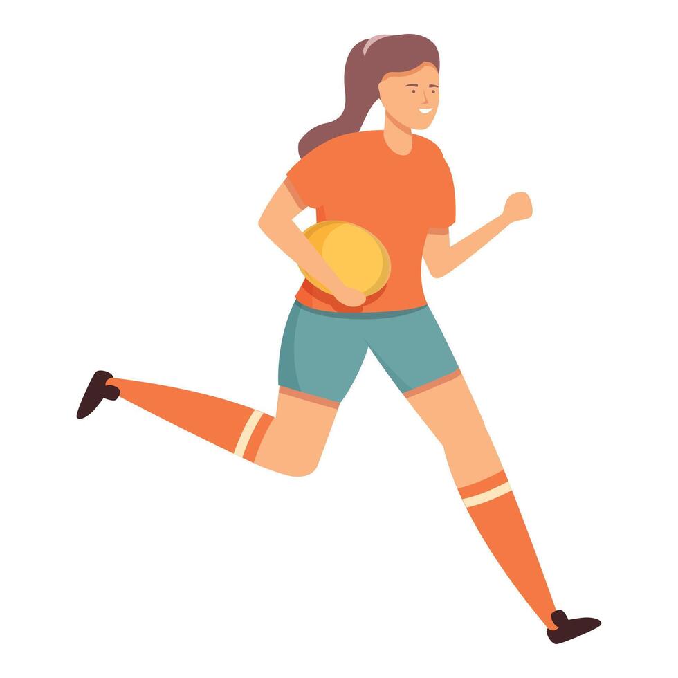 Running girl player icon cartoon vector. Fast goal vector
