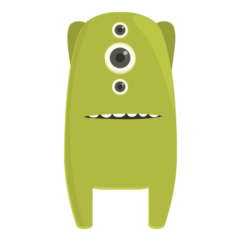 Green monster icon cartoon vector. Face mouth goblin vector