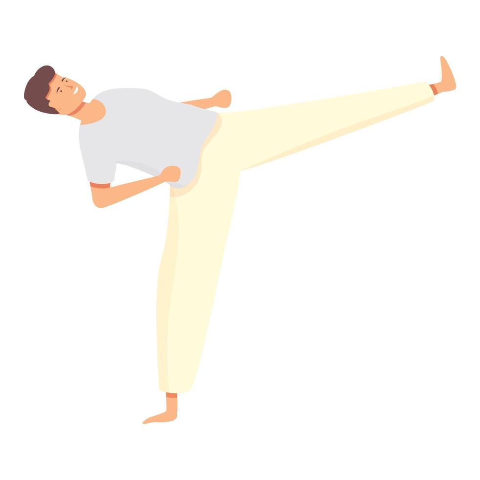 largo patada capoeira icono dibujos animados vector. danza linda vector