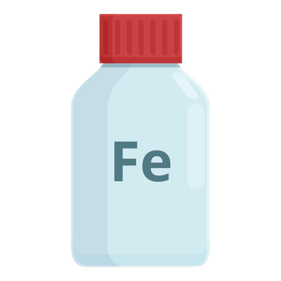 Fe vitamin bottle icon cartoon vector. Capsule fitness vector