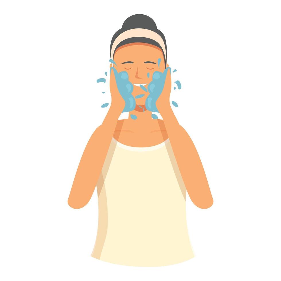 Water wash procedure icon cartoon vector. Cleaning face vector